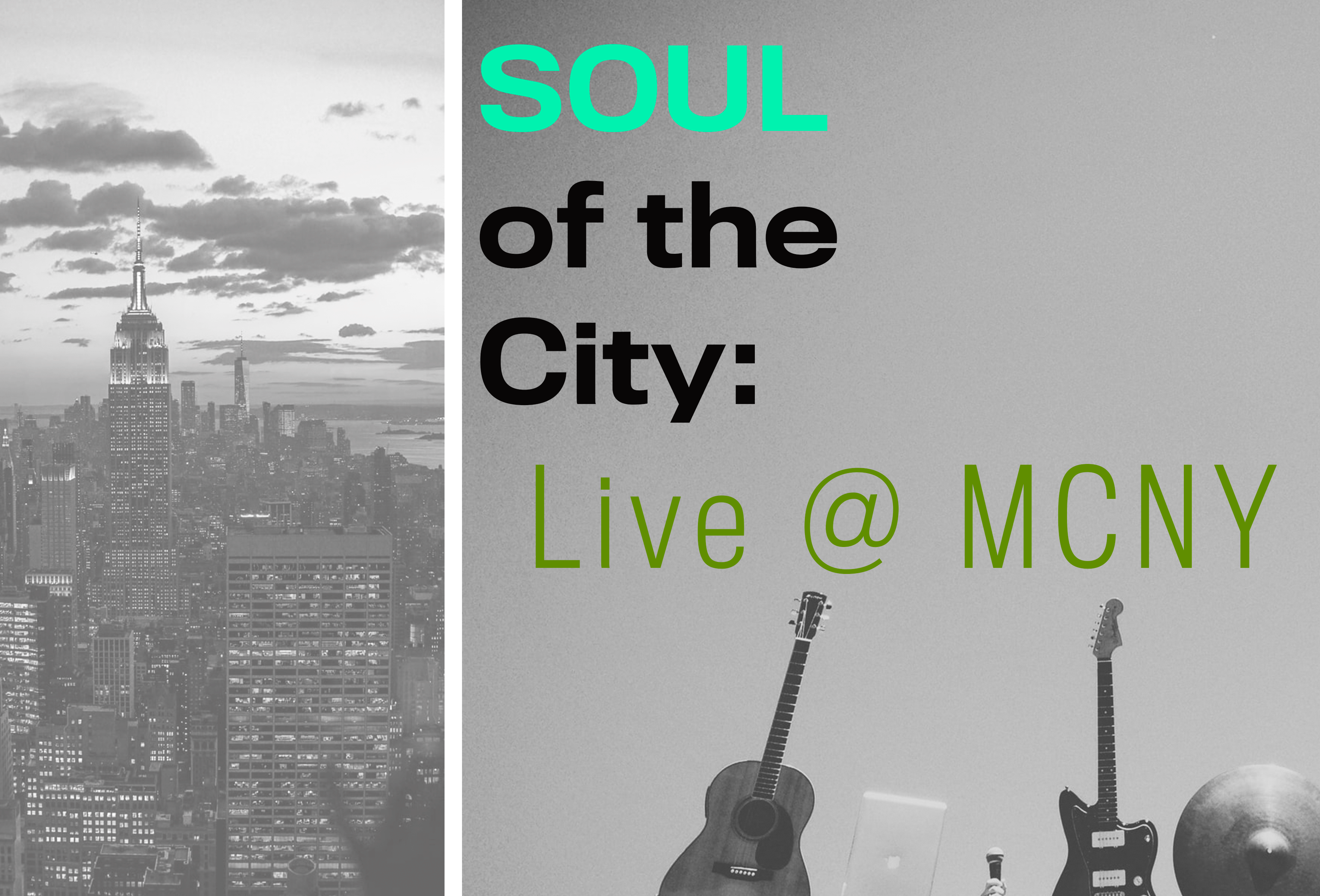 Image of Soul of the City Series: skyscraper and instruments held in the air.